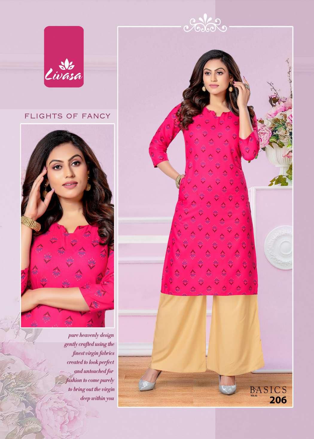 Livasa Basics 2 Rayon Printed Regular  Wear Designer Kurti Collection